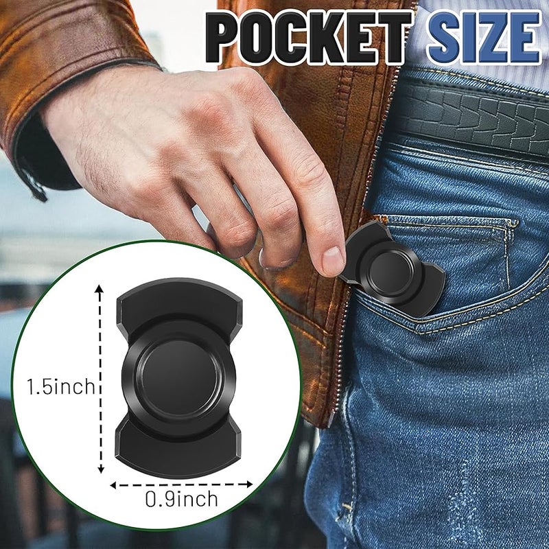 Chilvil 3-in-1 Fidget Spinner Toy for Adult Metal Slider Clicker Spinner Magnetic Easter Basket Stuffer for Adult Men Office Desk Toy Stress Anxiety Relief ADHD Magnet EDC Cool Gadget Gifts - 2PC Black - Image 2