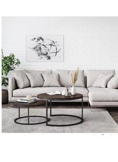 إيه جي دي طقم طاولة القهوة مكون من قطعتين من لوح هندسي مستدير MDF لغرفة المعيشة  - Image 5