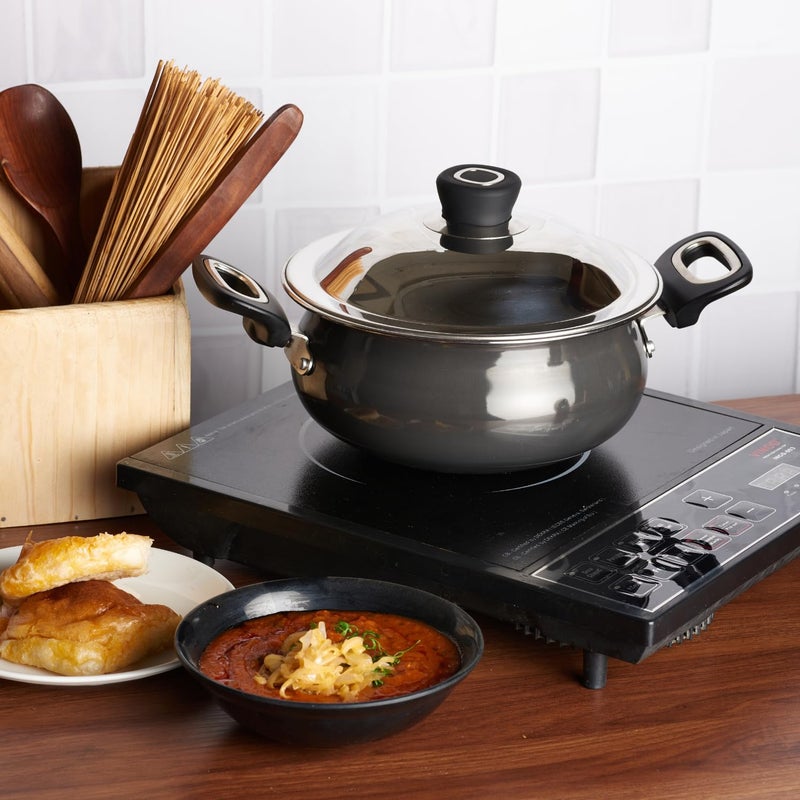 VINOD Vinod Black Pearl Hard Anodised Non Stick Handi with Lid - 2 Litre, Mini | 3.25mm | Biryani Pot | Metal Spoon Friendly | Gas Stove Compatible | 2 Year Warranty | Toxin Free - Black  - Image 2