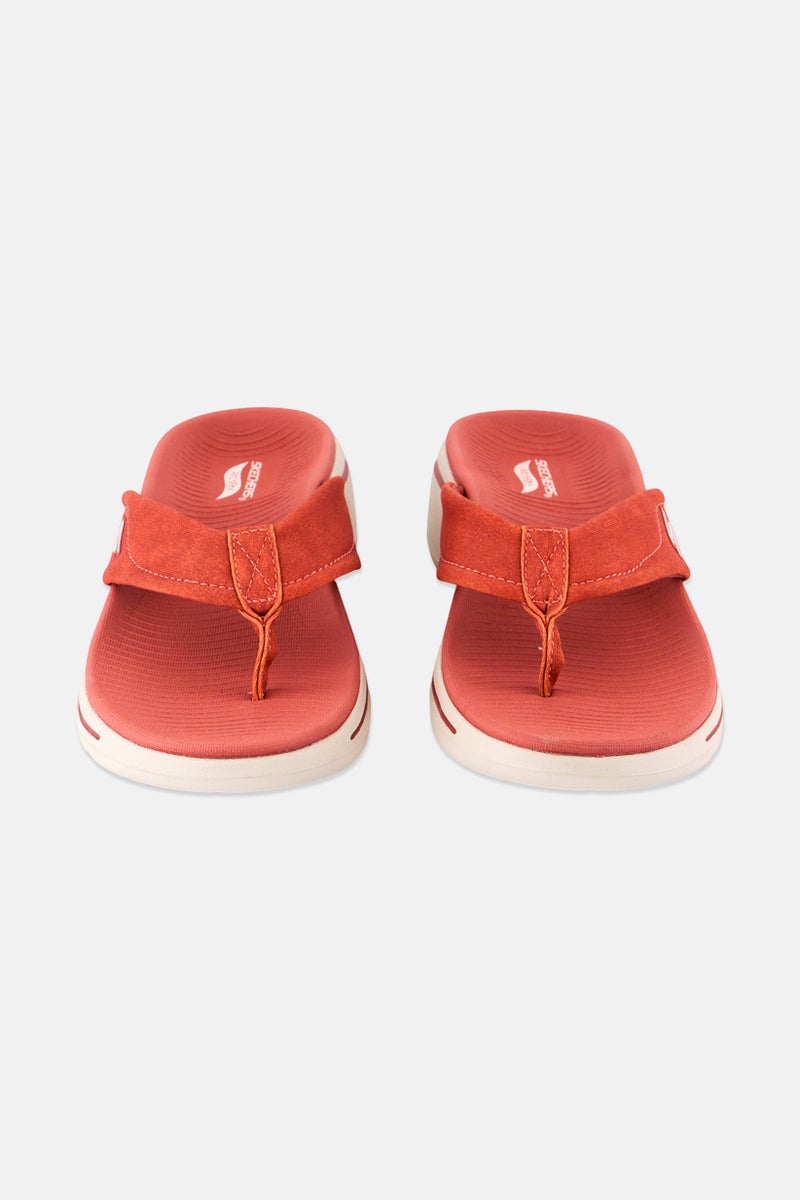 SKECHERS Women Go Walk Slip On Slippers, Rust  - Image 3