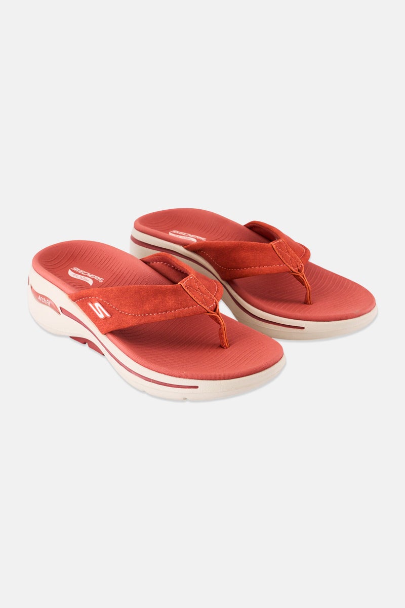 SKECHERS Women Go Walk Slip On Slippers, Rust  - Image 1