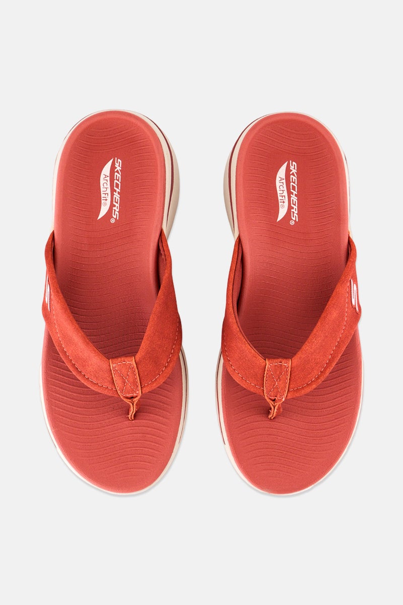 SKECHERS Women Go Walk Slip On Slippers, Rust  - Image 2