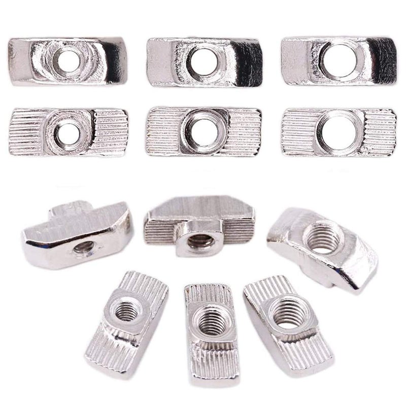 DGZ 50Pcs 4040 Series M5 T Nuts, T Slot Nut Hammer Head Fastener Nut, Nickel Plated Carbon Steel Nut for Aluminum Profile(4040 Series M5) - Image 2