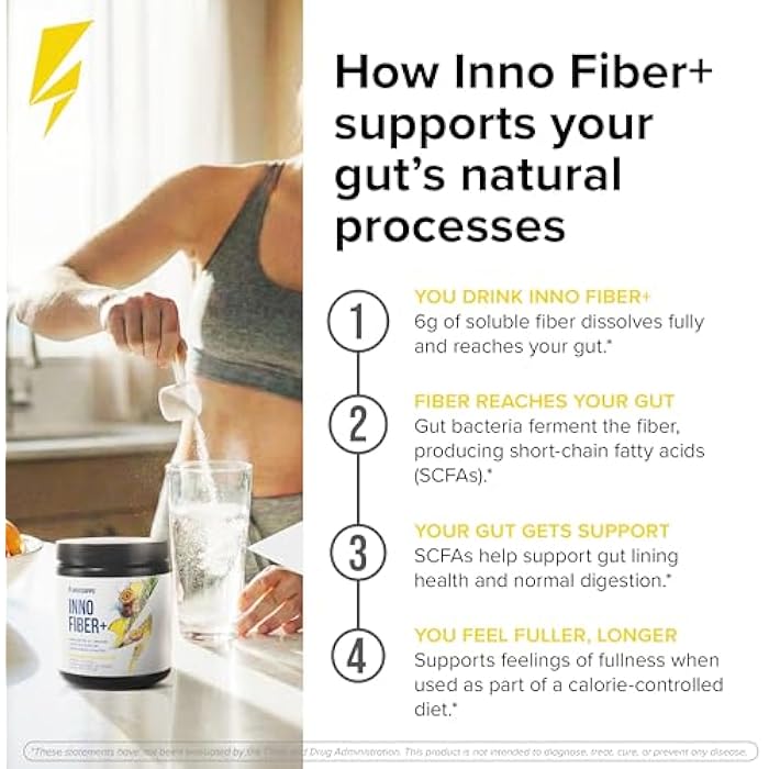 INNOSUPPS Inno Fiber+ Daily Fiber Supplement for Women and Men, 3-in-1 Pre + Pro + Postbiotic Formula, Supports Digestive Health, Gut Comfort & Fullness, Easy-Mix Soluble Fiber Powder (Pineapple Passionfruit) - Image 2