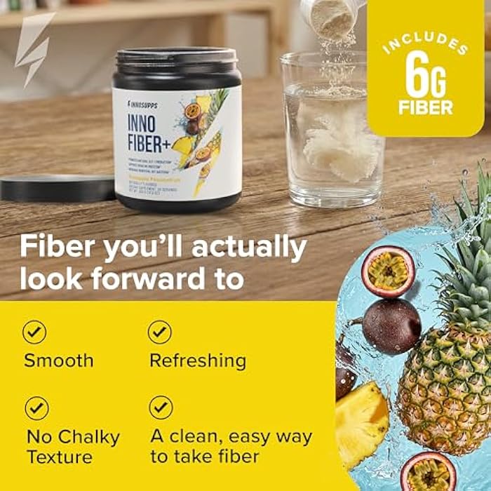 INNOSUPPS Inno Fiber+ Daily Fiber Supplement for Women and Men, 3-in-1 Pre + Pro + Postbiotic Formula, Supports Digestive Health, Gut Comfort & Fullness, Easy-Mix Soluble Fiber Powder (Pineapple Passionfruit) - Image 5