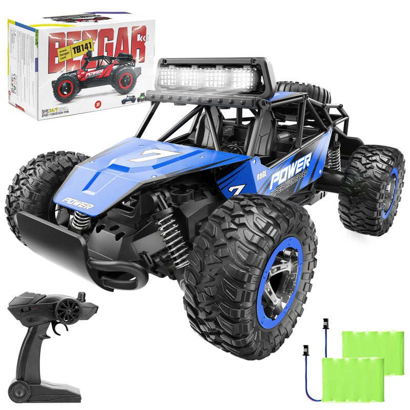 BEZGAR TB141 RC Cars114 Scale Remote Control Car 2WD High Speed 20 Kmh Electric Toy Off Road RC Car Vehicle Truck Crawler with LED Headlight and Two Rechargeable Batteries for Kids and Adults - Image 2
