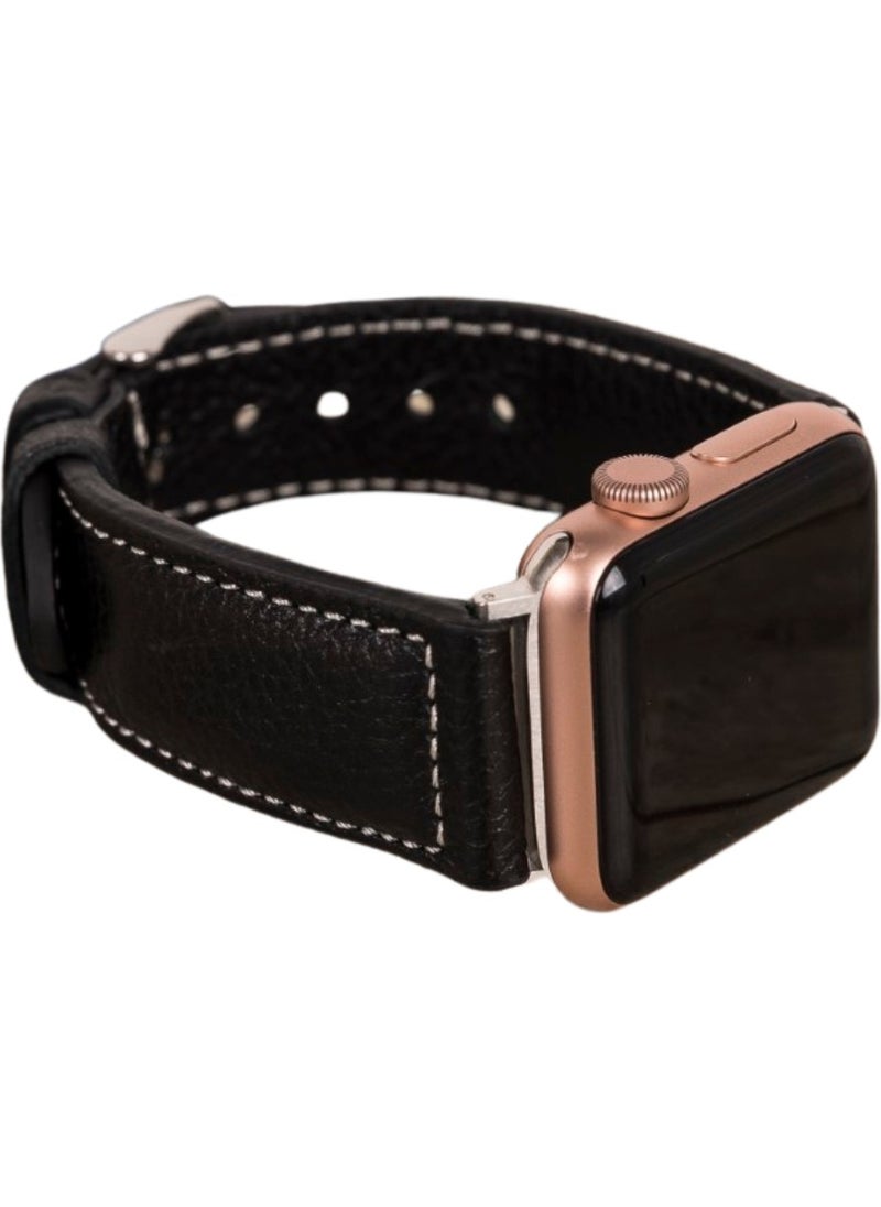 BOULETTA - Apple Watch Compatible Leather Band 42-44-45MM Nm4-As1 Black - Image 1