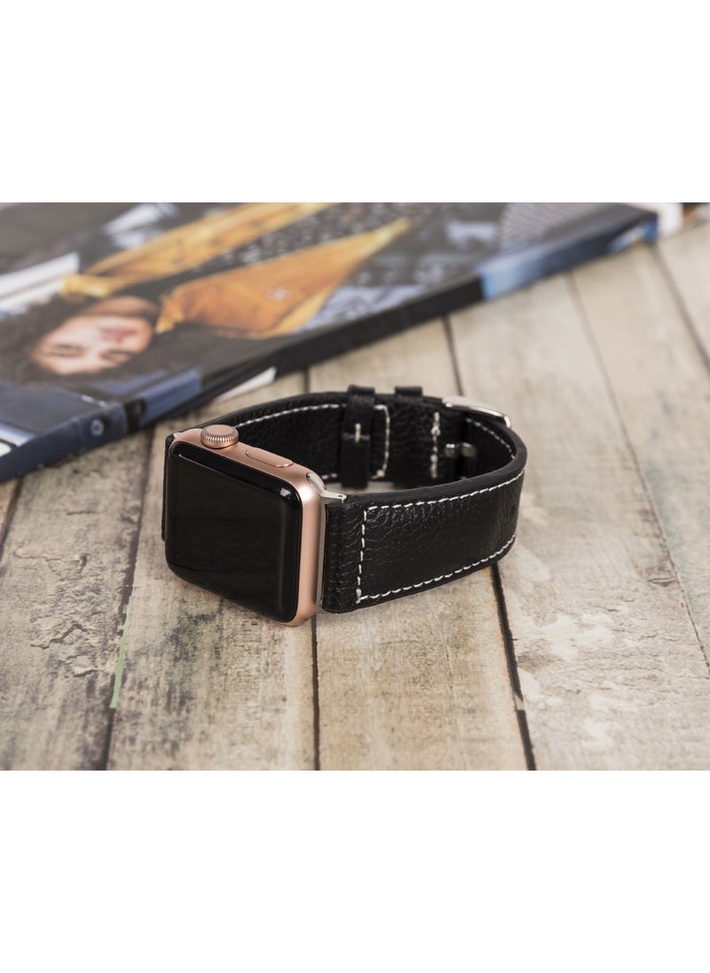 BOULETTA - Apple Watch Compatible Leather Band 42-44-45MM Nm4-As1 Black - Image 1