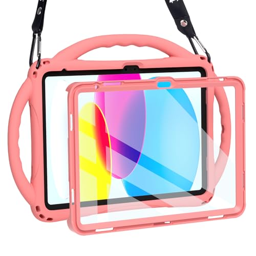 TOPESCT Kids Case for 11 iPad A16 11th Gen 2025109 iPad 10th Gen 2022 Made of KidFriendly Silicone with Builtin Screen Protector Shockproof Handle Stand Case Pink - Image 1