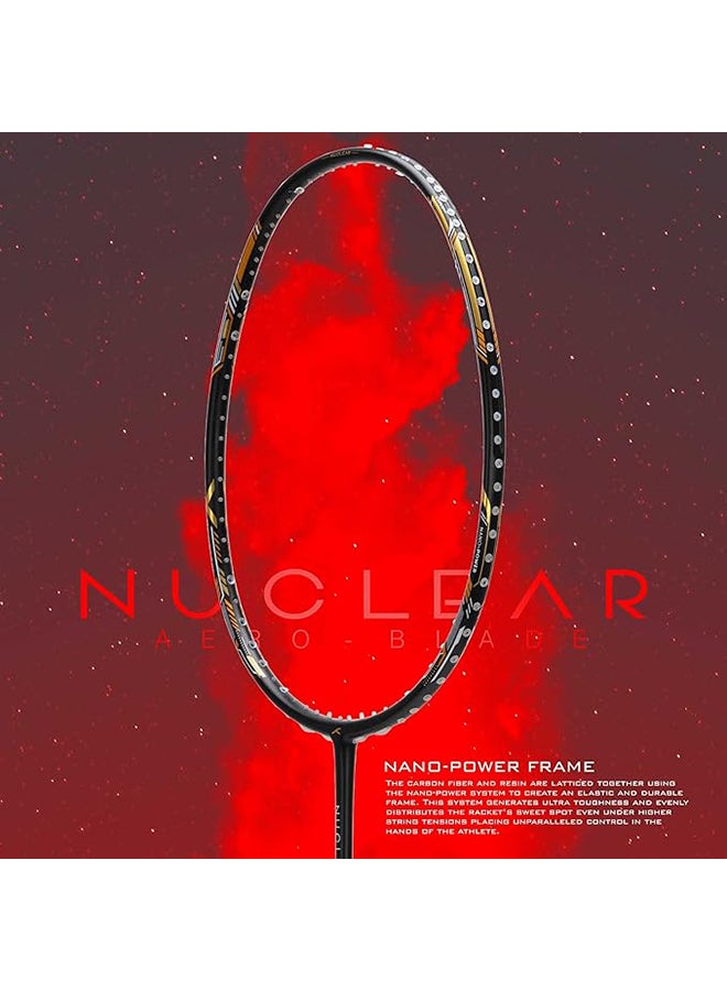 HUNDRED NUCLEAR 72 | Carbon Fibre |  Unstrung Badminton Racket with Full Racket Cover | For Professional Players | 72 grams | Maximum String Tension - 32lbs - Image 4