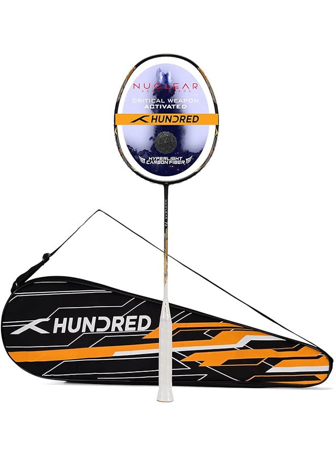 HUNDRED NUCLEAR 72 | Carbon Fibre |  Unstrung Badminton Racket with Full Racket Cover | For Professional Players | 72 grams | Maximum String Tension - 32lbs - Image 1