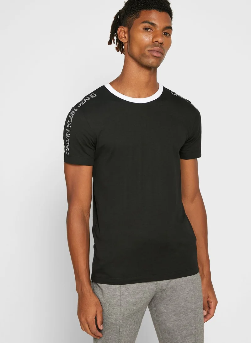 Calvin Klein Jeans Shoulder Logo Crew Neck T-Shirt
