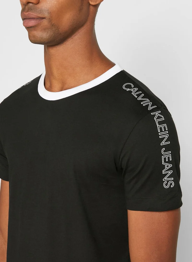 Calvin Klein Jeans Shoulder Logo Crew Neck T-Shirt