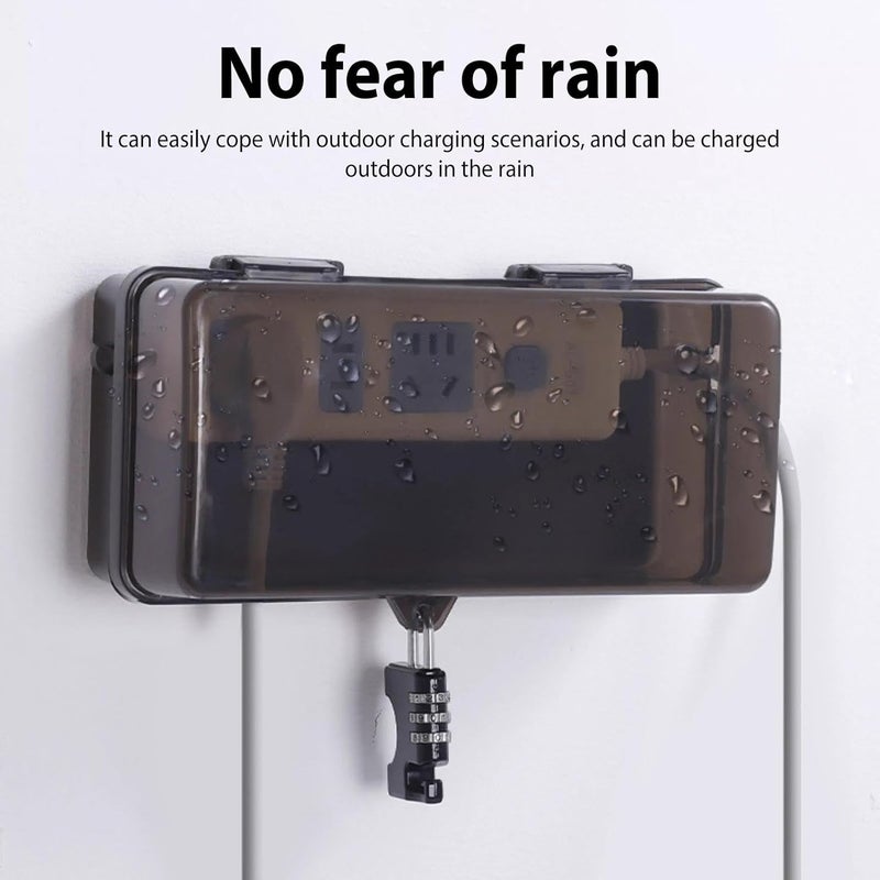 Black Outdoor Waterproof Plug Box 6 Outlet Lockable Socket For Electric Car Charging - Image 4