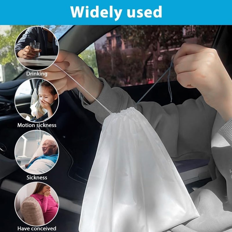 Wear resistant upgraded material Absorbent Sick Bags, 12 Pack Leakproof Vomit Bag for Travel – 1000ml Gel-Transforming, Odorless Motion Sickness for Car, Boat, Plane – Kids, Pregnancy & Emergency Use (1 Box) Practical experience crafted - Image 4