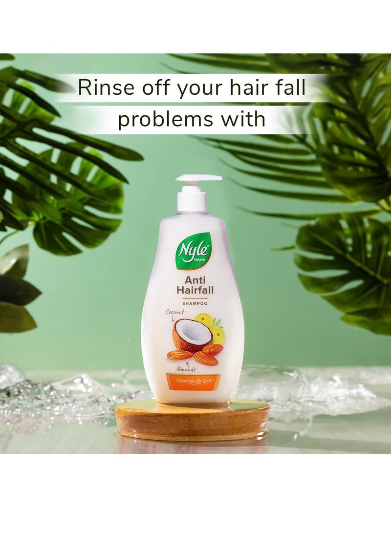 نايل شامبو نايل ناتشورالز المضاد لتساقط الشعر مع حليب جوز الهند بادام وأملا، شامبو ناعم لطيف بدرجة حموضة متوازنة وخالي من البارابين للرجال والنساء - Image 3