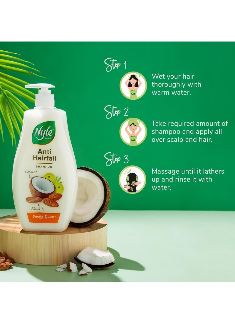 نايل شامبو نايل ناتشورالز المضاد لتساقط الشعر مع حليب جوز الهند بادام وأملا، شامبو ناعم لطيف بدرجة حموضة متوازنة وخالي من البارابين للرجال والنساء - Image 4