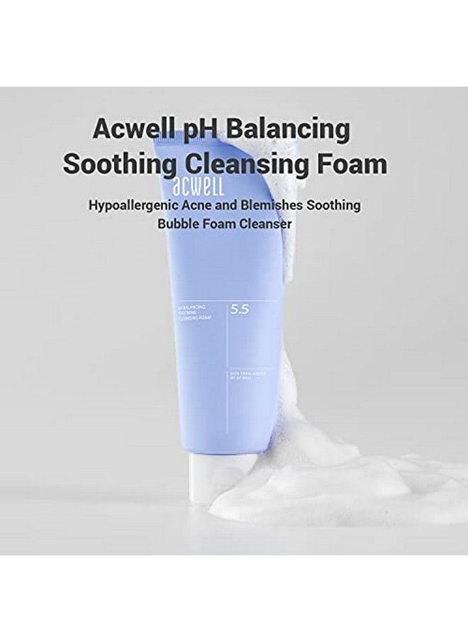 ACWELL - Ph Balancing Soothing Exfoliating Cleansing Foam 5.1 Fl.Oz. Aha Bha Pha Exfoliating And Calming Facial Cleanser For Sensitive Skin Ph 5.5 Calms Acne And Blemishes Moisturizing Dense Bubble Foam - Image 1