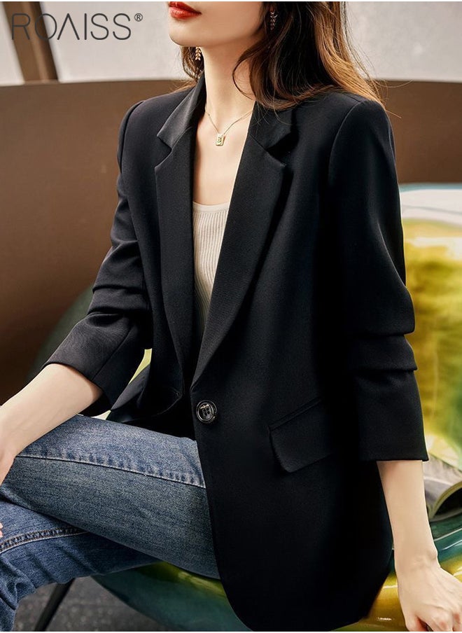 Women's Casual Business Blazer Fashion Casual Solid Color Office Coat Classic Lapel Button Open Placket Coat - pzsku/ZD58EA62D642D7997FF85Z/45/_/1711371235/21859ca6-390c-4e4a-bf82-3a2560f5c4c5