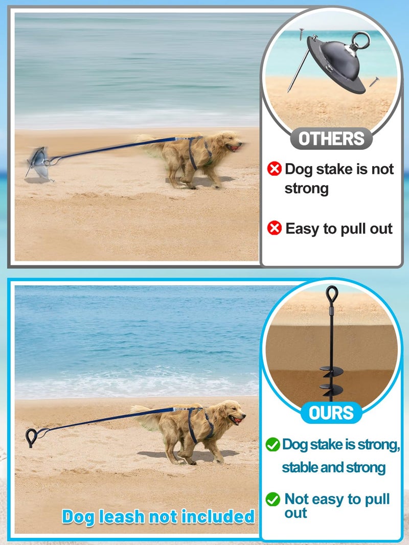 Bigmeta Beach Dog Tie Out Stake for Dogs Up to 250 lbs - Heavy Duty Dog Camping Yard Park Essentials Accessories for All Cable Leash Chain - Image 2