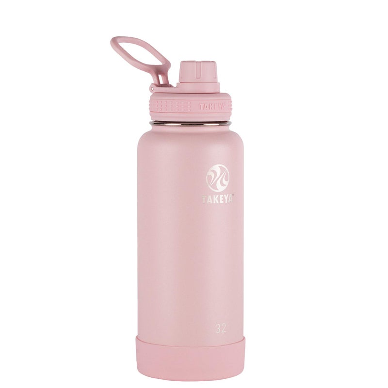 Takeya Actives Insulated Stainless Steel Water Bottle with Spout Lid, 40 Ounce, Blush - Image 1