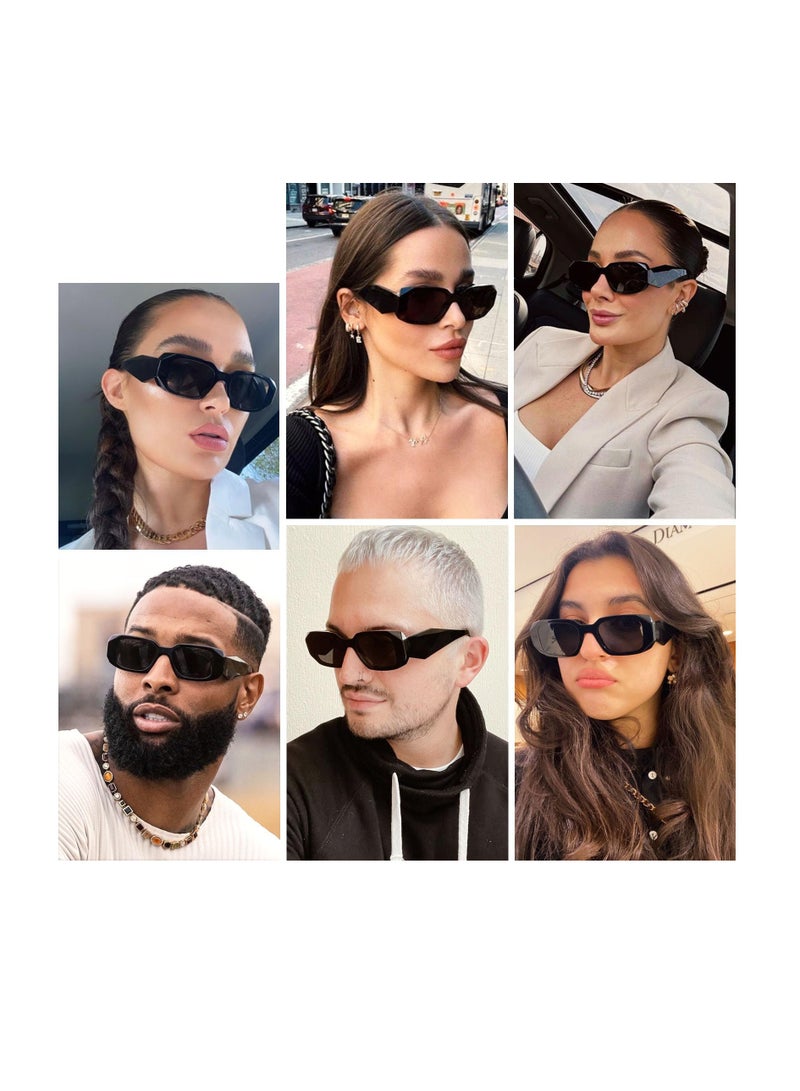 Excefore نظارات شمسية مستطيلة عصرية للنساء والرجال، نظارات شمسية مستطيلة بيضاوية من طراز y2k بتصميم التسعينيات، إطار مربع سميك أسود، نظارات شمسية ضيقة رفيعة بتصميم عين القطة - Image 3