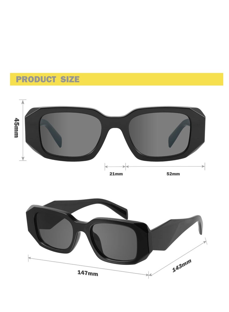 Excefore نظارات شمسية مستطيلة عصرية للنساء والرجال، نظارات شمسية مستطيلة بيضاوية من طراز y2k بتصميم التسعينيات، إطار مربع سميك أسود، نظارات شمسية ضيقة رفيعة بتصميم عين القطة - Image 5