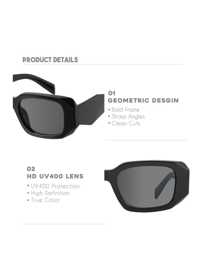 Excefore نظارات شمسية مستطيلة عصرية للنساء والرجال، نظارات شمسية مستطيلة بيضاوية من طراز y2k بتصميم التسعينيات، إطار مربع سميك أسود، نظارات شمسية ضيقة رفيعة بتصميم عين القطة - Image 4