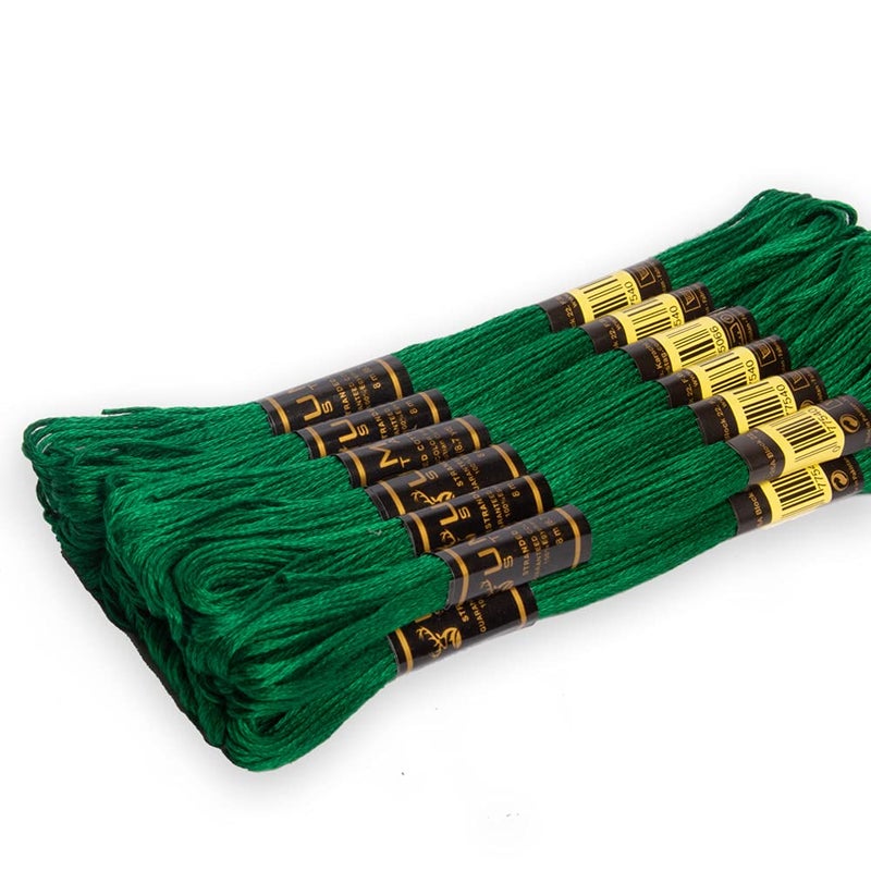 UMC STAG 12 Pieces Emerald Green 923 Premium Embroidery Thread 100 Egyptian Cotton Premium Skeins Cross Stitch Embroidery Floss Oeko TEX Certified Stranded Cotton Emerald Green