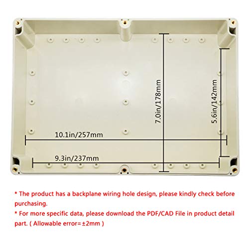 LeMotech Waterproof Dustproof IP65 ABS Plastic Junction Box Universal Electric Project Enclosure Pale Gray 10.4 x 7.2 x 3.7 inch (263 x 182 x 95 mm) - Image 5