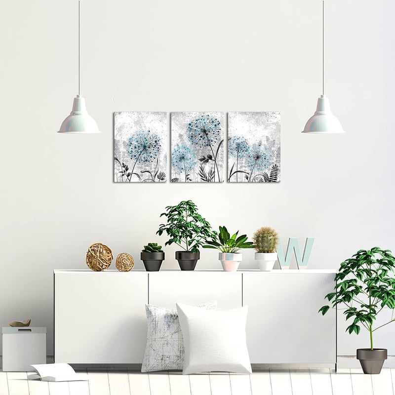 RnnJoile Blue Dandelion Wall Art Set - Image 3