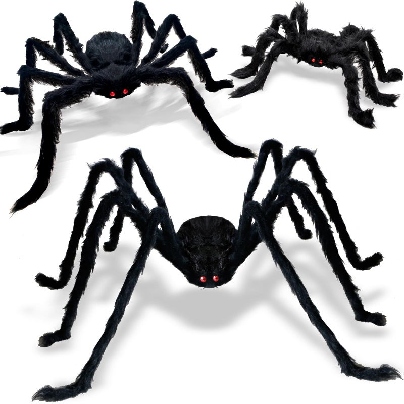 ZMCINER Large Halloween Spiders for Outside Big Spider Halloween Decorations Realistic Scary Hairy Spiders Halloween Decorations Outdoor 59 49 35