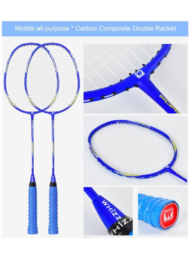 Whizz Ed02 2 Pcs Badminton Racket Set For Family Game, School Sports, Lightweight With Full Cover For Indoor And Outdoor Play, Beginners Level, Blue - Image 2