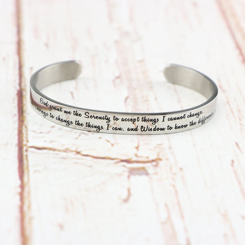 MEMGIFT Christian Bracelets Bible Verse Jewelry Religious Hand Stamped Cuff Mantra Jewellery - Image 4