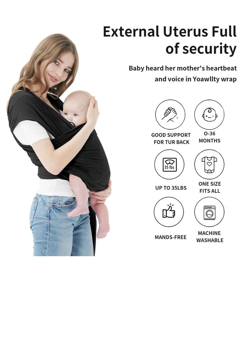 Yoawllty Adjustable Baby Carrier, Baby Wrap Easy to Wear, Lightweight and Softness, Hands Free Infant Carrier for Newborn to Toddler(Black) - Image 3