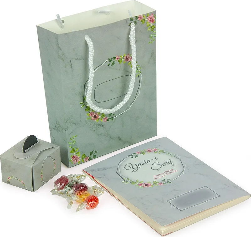 İhvan Grey Gift Bag Floral Design
