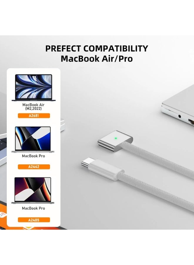 شابية محول شاحن كابل USB Type C بطول 2 متر إلى كابل Magsafe المغناطيسي من الجيل الثالث لجهاز MacBook Pro Air 14 16 M2 كابل شحن سريع بقوة 140 وات - Image 4