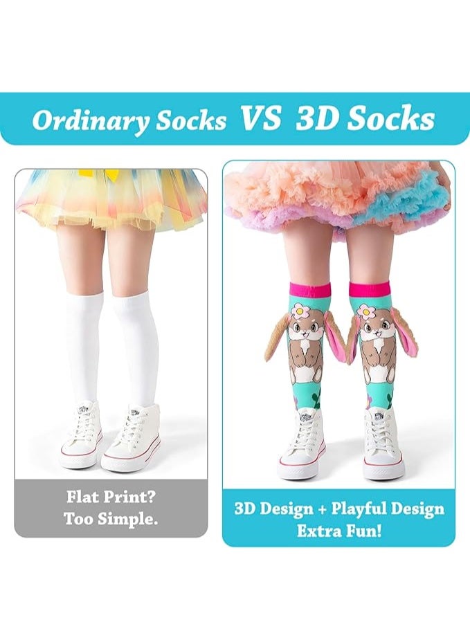 FengSVMA Crazy Socks for Kids - Cute Knee High Silly Socks Funny Style Colorful Cute Animal Knee High Socks for 3-12 Years Kids - Image 3