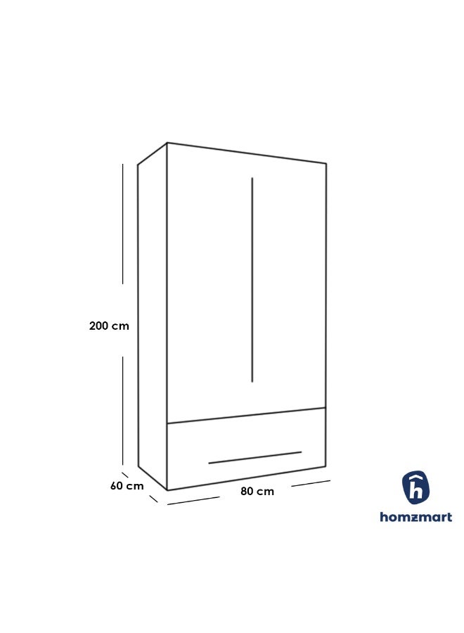 هومزمارت خزانة ملابس خشب ام دي اف 2 باب ابيض و بني - 200 × 60 × 80 سم - Image 3