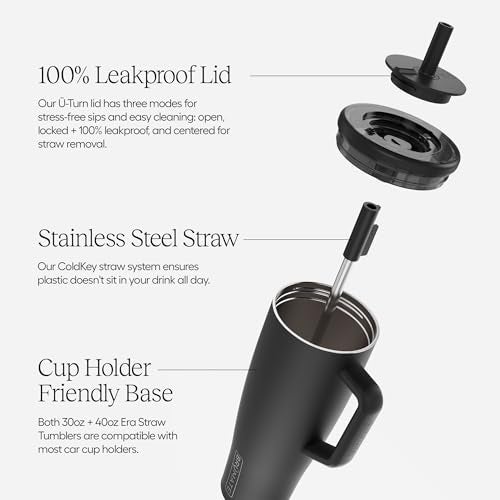 BrÃ¼Mate BrüMate Era 30 oz Tumbler with Handle and Straw | 100% Leakproof Insulated Water Bottle Tumbler with Lid and Flexible SoftSip Straw | Made of Stainless Steel | Cup Holder Friendly | 30oz (Dark Aura) - Image 2