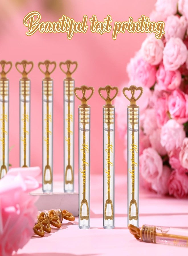 PullCrease 150 Pcs Bubble Wands Bulk for Wedding Party Mini Heart Wand with Bubble Solution for Wedding Bridal Showers Valentine Anniversary Graduation Birthday Supplies(Gold,Thank You) - Image 2