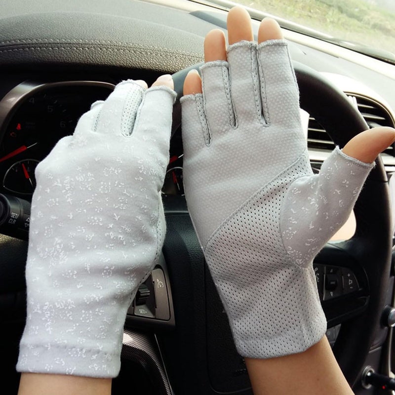 Ylucky Lightweight Summer Fingerless Gloves Men Women UV Sun Protection Driving Cotton Gloves Nonslip Touchscreen Gloves - Image 2