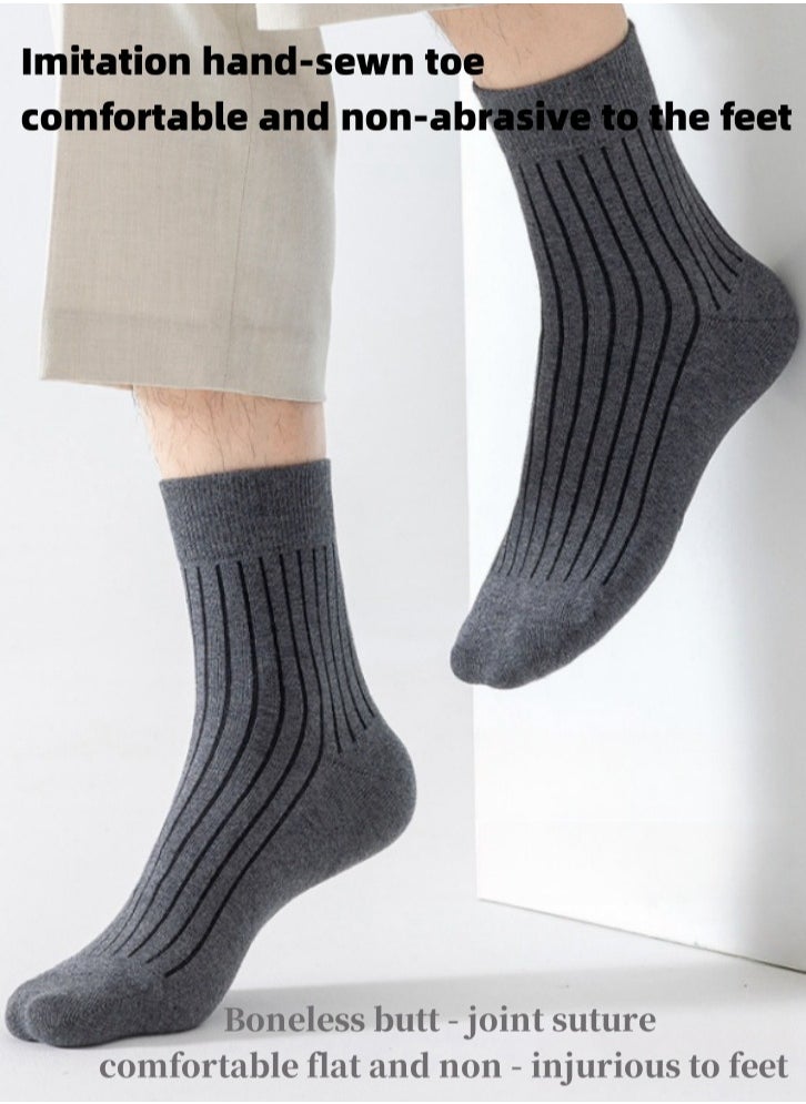 Lullaxx - Lullaxx 5 Pairs of Men's Ultra - Soft, Breathable and Durable 100% Cotton Socks, Tailored for All - Day Comfort. Available in Numeric Sizes Ranging from 38 to 46, with a Regular Fit and Regular Thickness. Each Pack Contains 5 Pairs, Showcasing Stylish Vertical Stripes in Attractive Mix Colors. Perfect for Everyday Wear, Sports Activities and Casual Gatherings. - Image 1