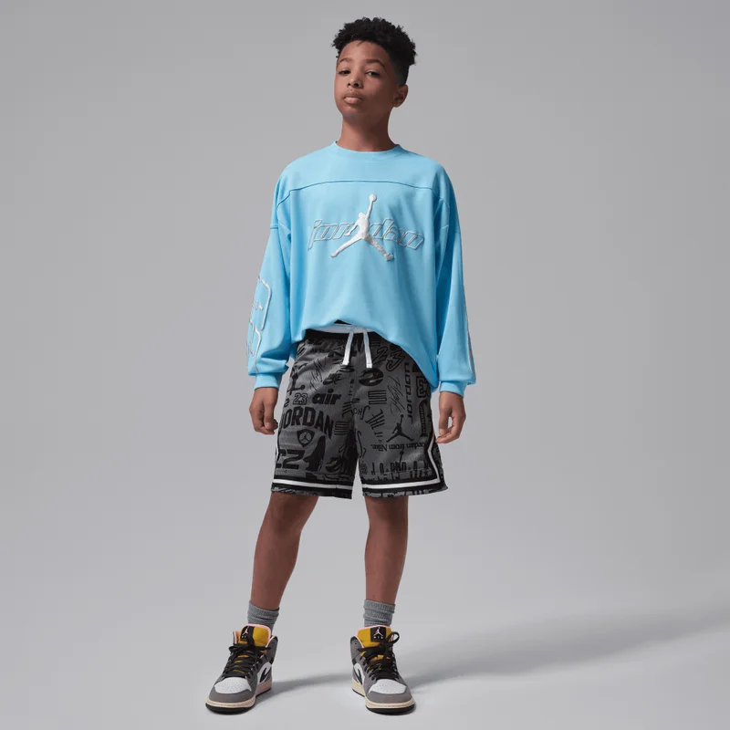 Jordan Grey Kids' Dri-FIT MJ Printed Basketball Shorts  | Best Price UAE