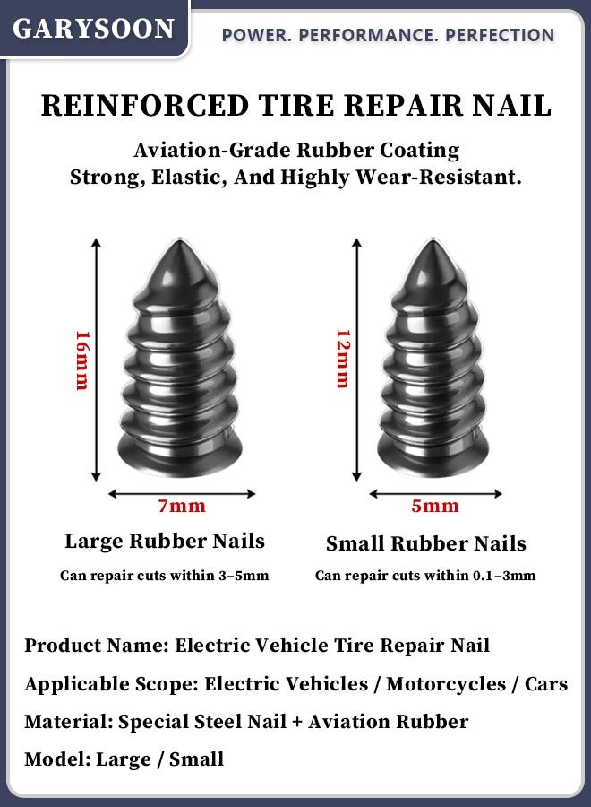 Garysoon Vacuum Tire Quick Repair Plug – 3rd Generation Rubber Tire Repair Nail, Fast & Durable, For Motorcycles, Cars, Electric Vehicles, Quick Tire Repair Rubber Nails [Small 5 + Large 5] with Free Screwdriver - Image 3