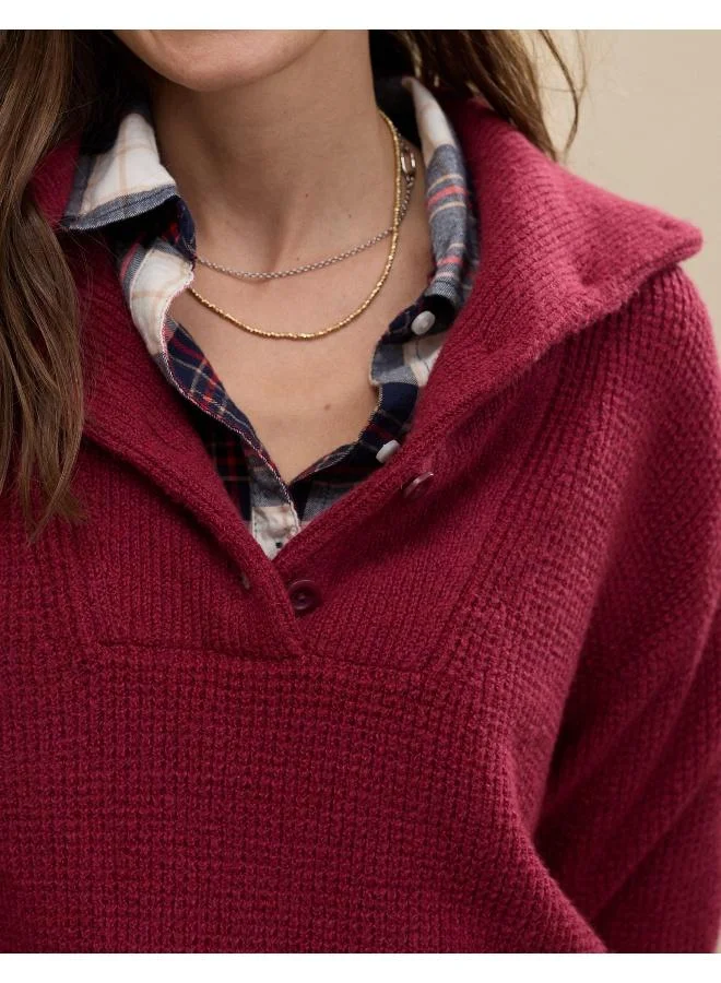 Aerie Aerie CozyUp Waffle Button Sweater