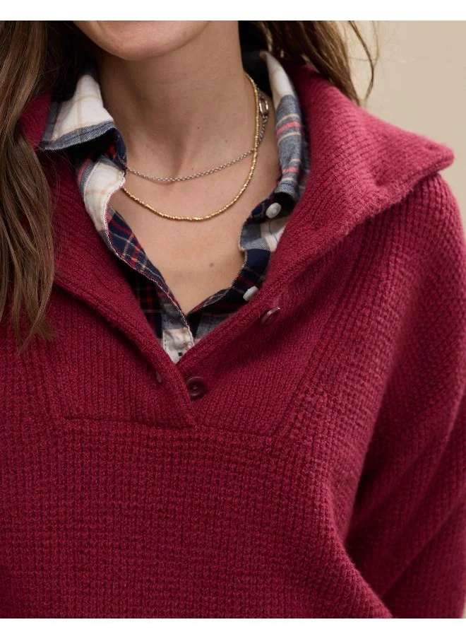 Aerie Aerie CozyUp Waffle Button Sweater