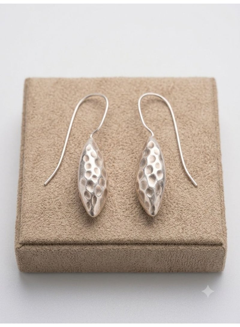 The Intermix Gems Hammered Teardrop Dangle Earrings in 925 Sterling Silver - Image 2