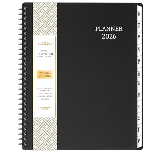 BooQool 2026 Planner - Calendar Planner 2026, 8" x 10", Jan. 2026 - Dec. 2026, 2026 Planner Weekly & Monthly, 12 Monthly Tabs, Improving Your Time Management Skill, Enterprise - Image 1