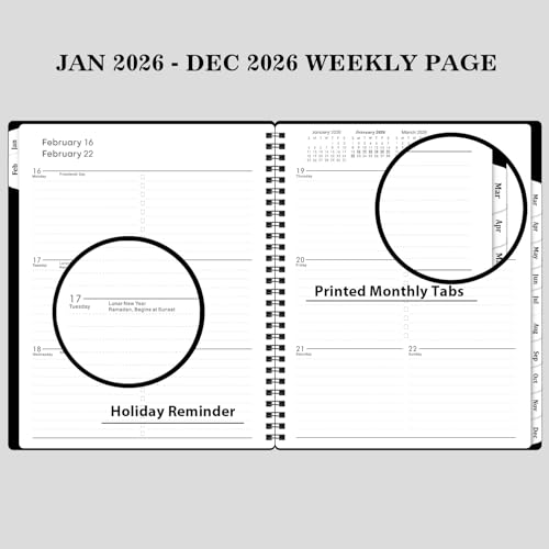 BooQool 2026 Planner - Calendar Planner 2026, 8" x 10", Jan. 2026 - Dec. 2026, 2026 Planner Weekly & Monthly, 12 Monthly Tabs, Improving Your Time Management Skill, Enterprise - Image 4